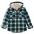 Front view of boys ivory green flannel jacket
