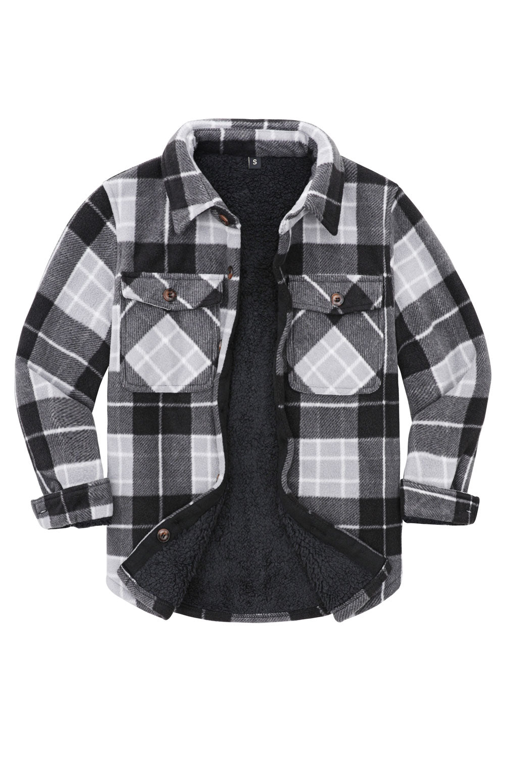 Cromoncent Men's Casual Plaid Flannel Shirt - Thick White Red Button-Down With Chest Pockets, Large - View #5