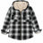 Front view of boys classic black white flannel jacket