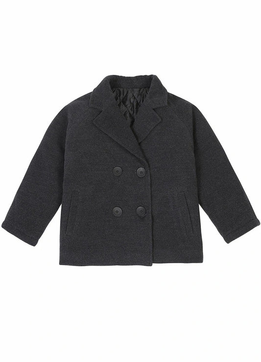 Boy's Quilted Lined Double Breasted Wool Peacoat