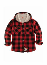 Front view of kids buffalo red flannel plaid jacket
