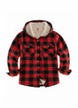 Front view of kids buffalo red flannel plaid jacket