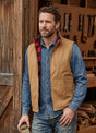 Product view of dark coffee men's reversible vest plaid fleece lined outdoor vests-XR603KF0S,XR603KF0M,XR603KF0L,XR603KF0XL,XR603KF0XXL