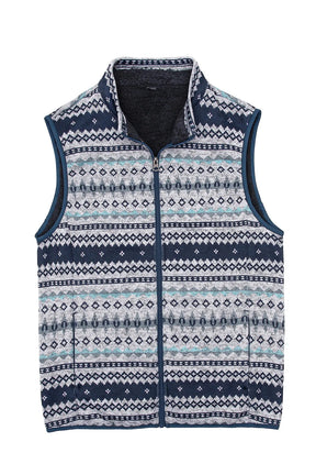 Front view of grey navy men's sweater fleece vest-XR606HUASE0S,XR606HUASE0M,XR606HUASE0L,XR606HUASE0XL,XR606HUASE0XXL