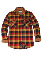 Front view of autumn leaf red men's timberline midweight flannel shirt 