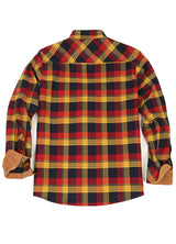 Back view of autumn leaf red men's timberline midweight cotton flannel shirt 