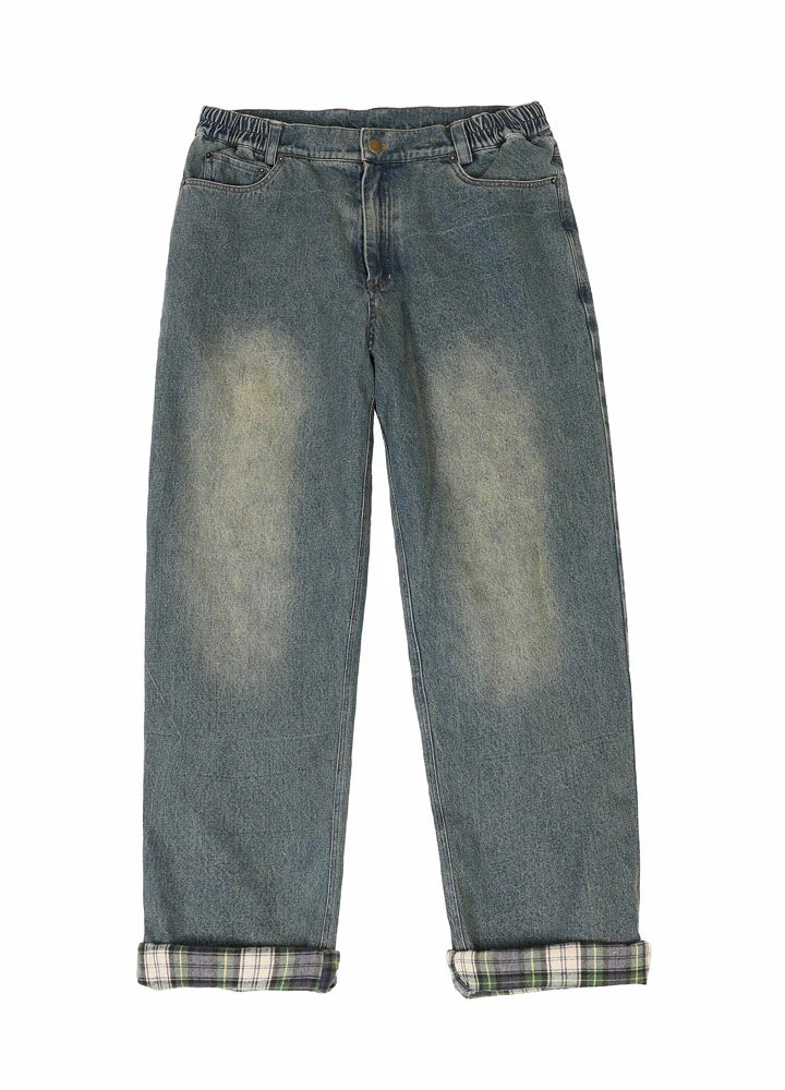 Men's Flannel Lined Jeans,Straight Leg
