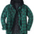 Front view of green men's thicken plaid hooded flannel shirt jacket
