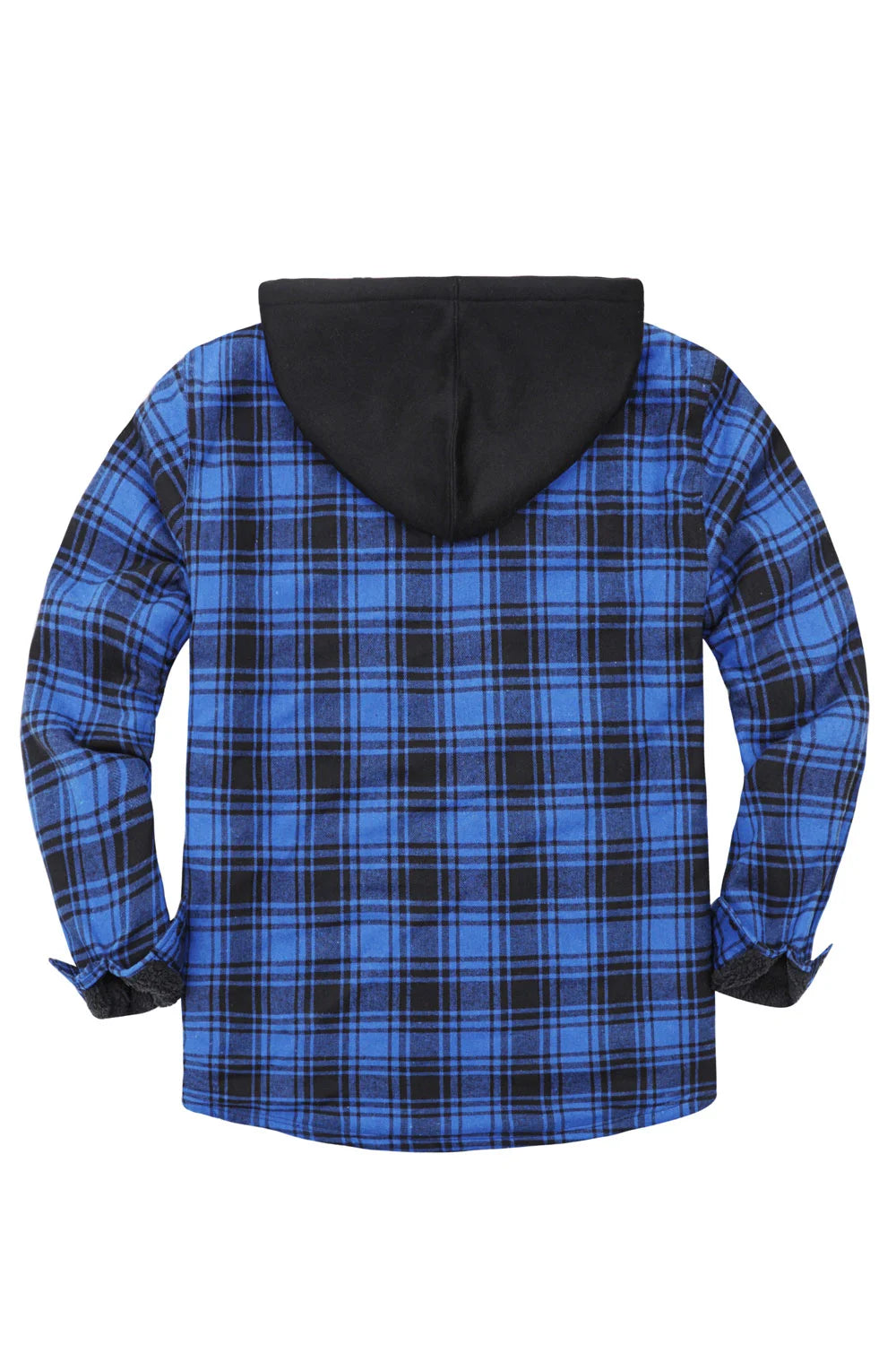 Men's Sherpa Lined Full Zip Up Plaid Flannel Hooded Jacket