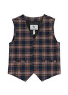 Front view of kids navy brown dressy suit vest