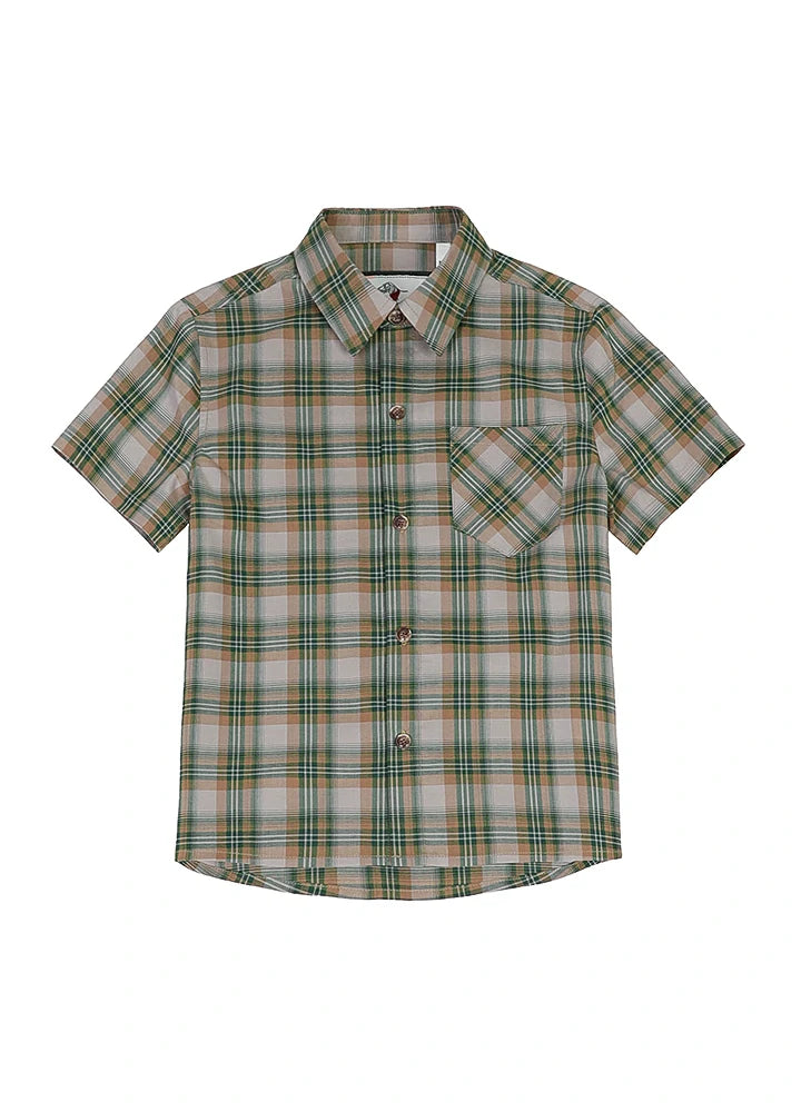 Kids Flannel Short Sleeve Shirt,Button Up