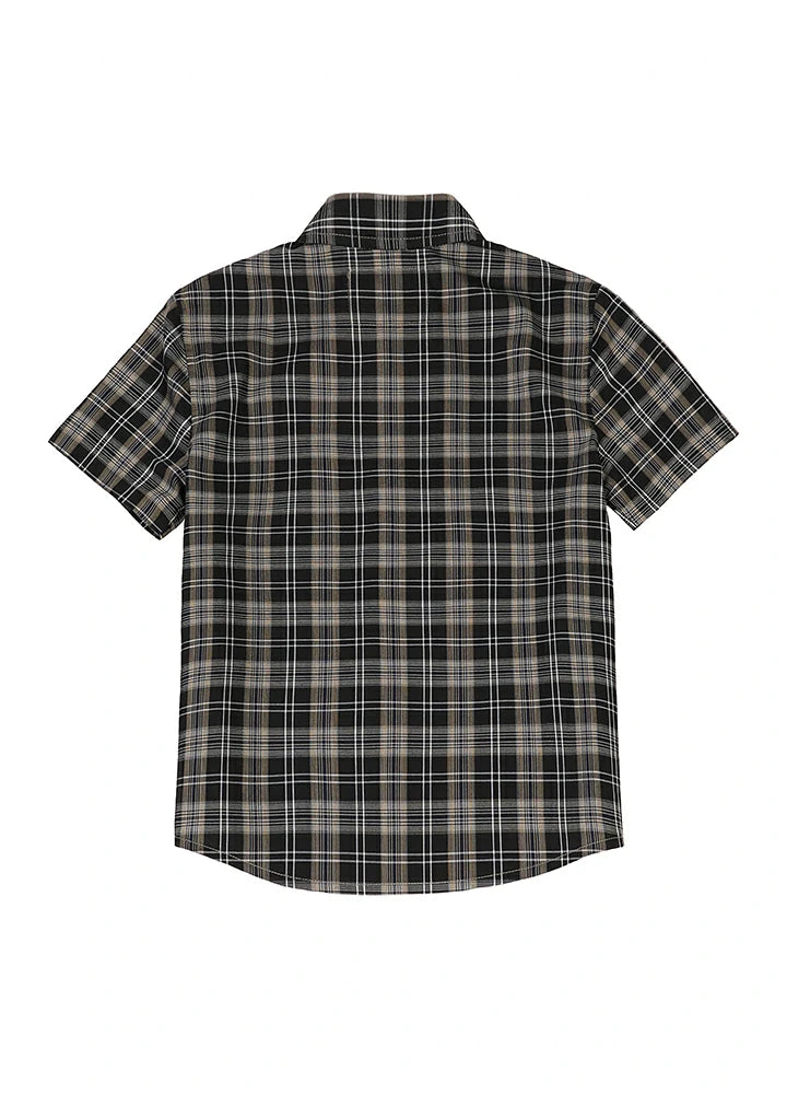 Kids Flannel Short Sleeve Shirt,Button Up