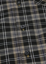 Close-up of kids plaid short sleeve shirt with buttons