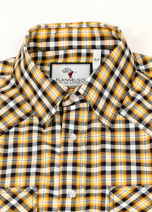 Detail of kids short-sleeve western shirt with snap button front closure