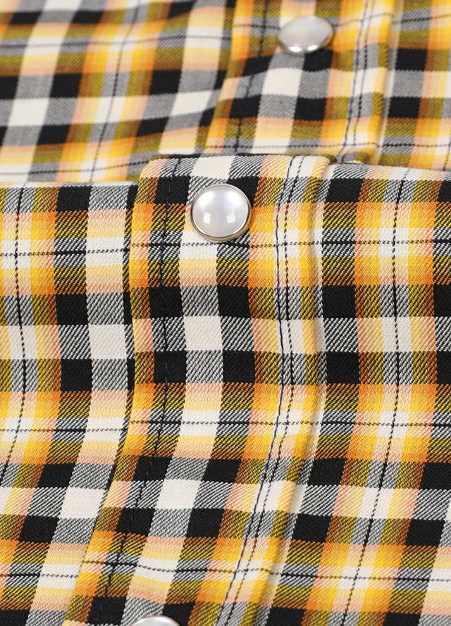 Kids short-sleeve western shirt with pearl snap and stitching details