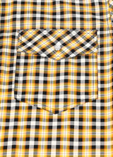 Close-up of pocket with button on kids bumblebee short-sleeve shirt