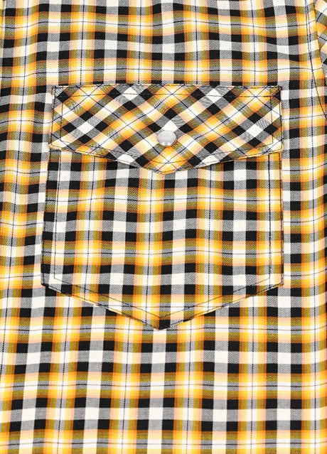 Close-up of pocket with button on kids bumblebee short-sleeve shirt