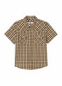 Front view of kids bumblebee short-sleeve western shirt