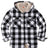Front view of boys buffalo black white flannel jacket