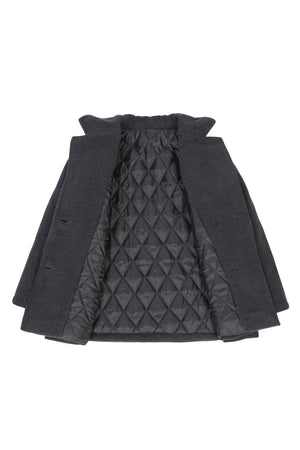 Quilted lined of grey boy's wool peacoat detail
