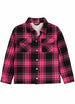 Front view of kids pink flannel shacket