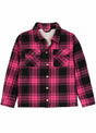 Front view of kids pink flannel shacket