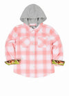 Front view of kid's wildlife adventure single layer hooded shirt