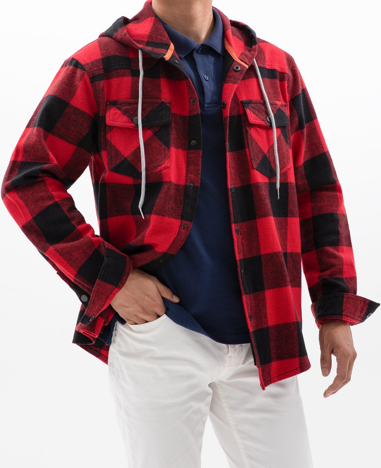 Men's Heavyweight Flannel Hoodie,Double Brushed 100% Cotton,Relaxed Fit