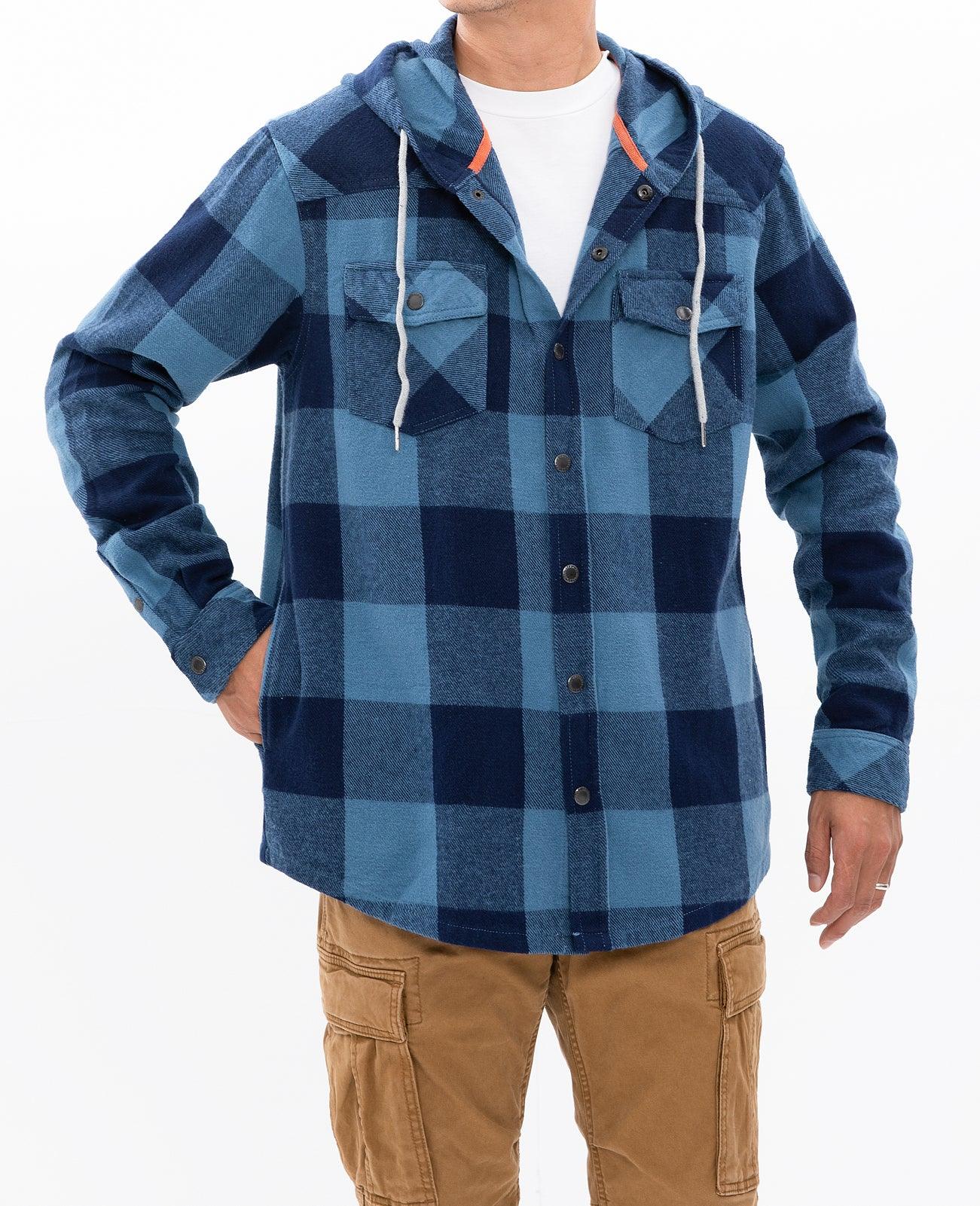 Men's Heavyweight Flannel Hoodie,Double Brushed 100% Cotton,Relaxed Fit