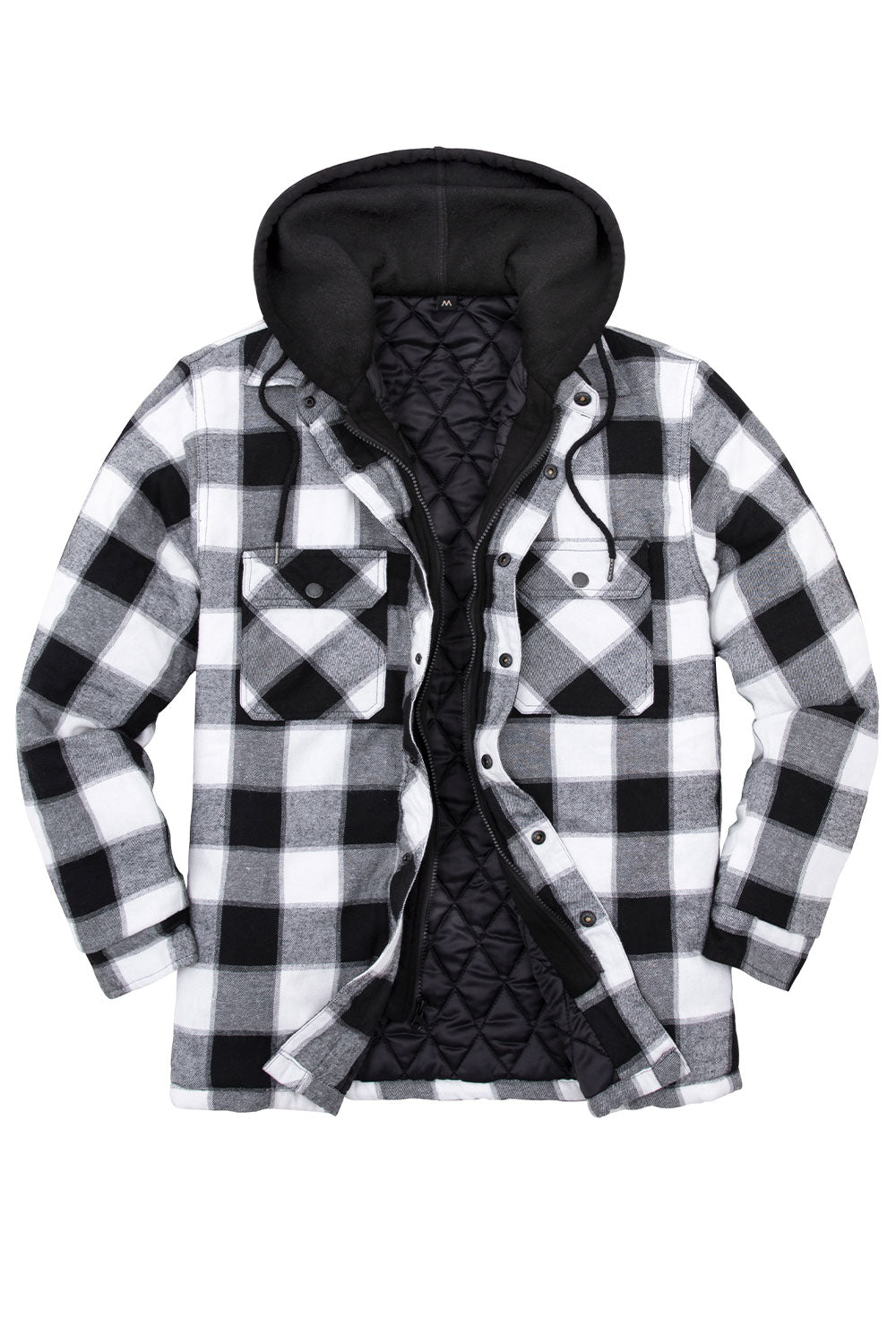 Men's Thicken Plaid Hooded Flannel Shirt Jacket with Quilted Lined