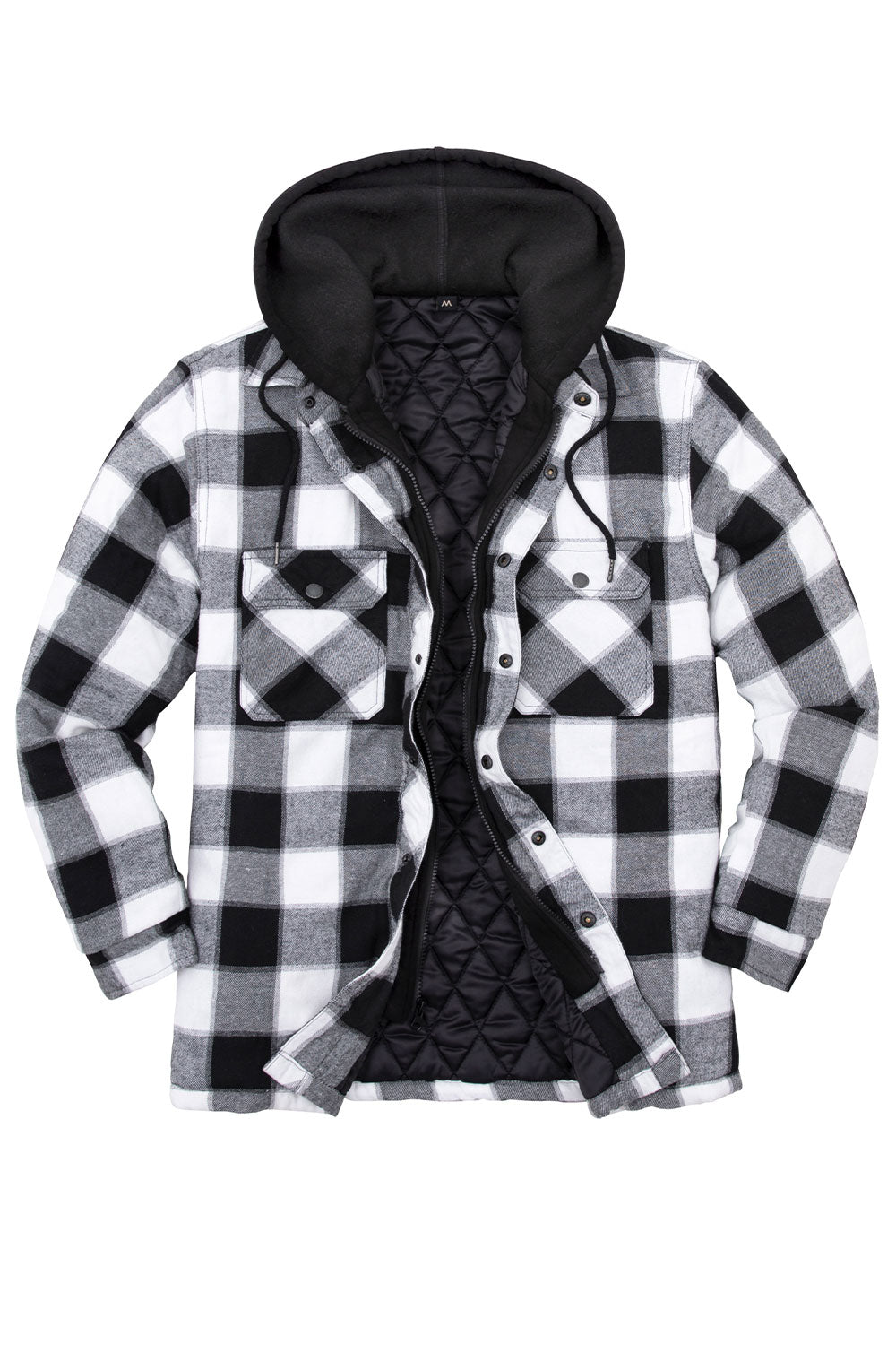 Men's Matching Family Black White Hooded Flannel Shacket