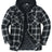 Front view of black men's thicken plaid hooded flannel shirt jacket