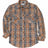 Front view of men's acid washed plaid flannel shirt buttoned