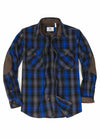 Front view of blue gray men's rugged ridge flannel shirt 
