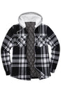 Front view of black white men's button down plaid flannel shirt jacket-XR103BW0S,XR103BW0M,XR103BW0L,XR103BW0XL,XR103BW0XXL