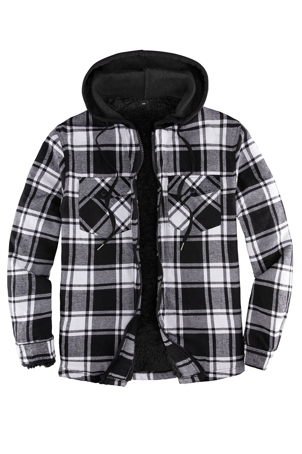 Matching Family - Men's Black white Hooded Flannel Jacket – FlannelGo