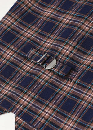 Detail of the back buckle on the back of kids dressy suit vest