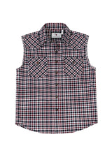 Front view of men's crimson storm flannel cotton plaid vest