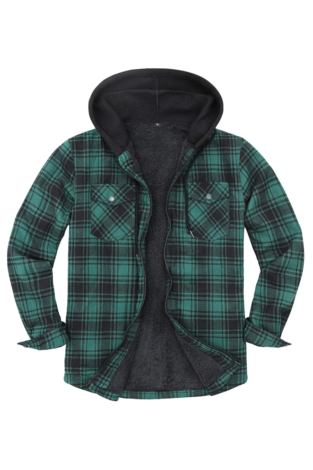 Men s Matching Family Green Plaid Zip Up Hooded Jacket Green S