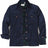 Front view of men's navy flannel lined corduroy shirt jacket