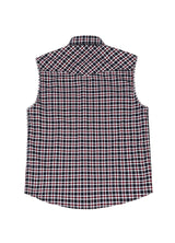Back view of men's flannel cotton plaid vest