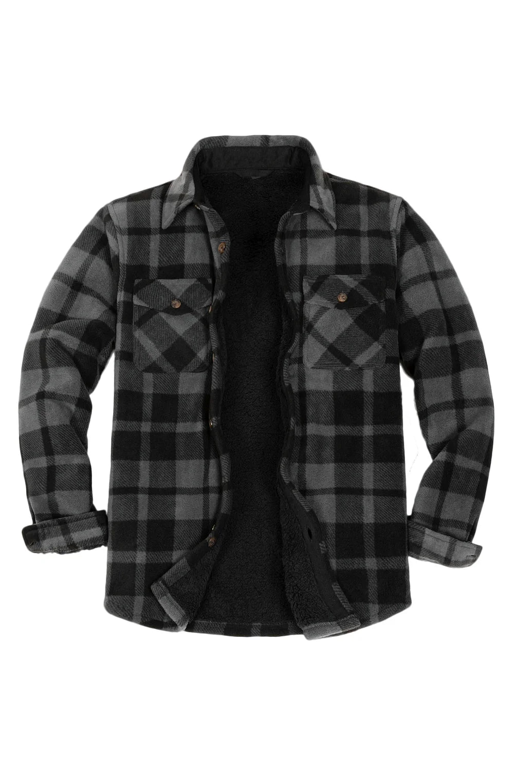 Men's Sherpa Lined Shacket,Button Down Plaid – FlannelGo