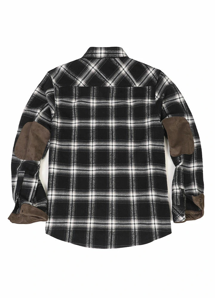 Men's Rugged Work Flannel Shirt with Suede Accents,Workwear