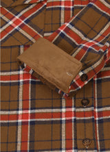 Detailed view of the cuff of copper fire men's warm rugged ridge outdoor flannel shirt