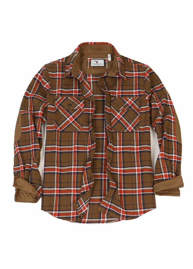 Men's Rugged Work Flannel Shirt with Suede Accents,Workwear – FlannelGo