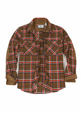 Front view of copper fire men's rugged ridge flannel shirt