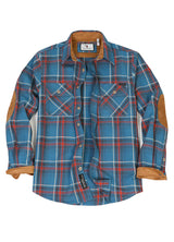 Front view of peacock blue men's rugged ridge flannel shirt 