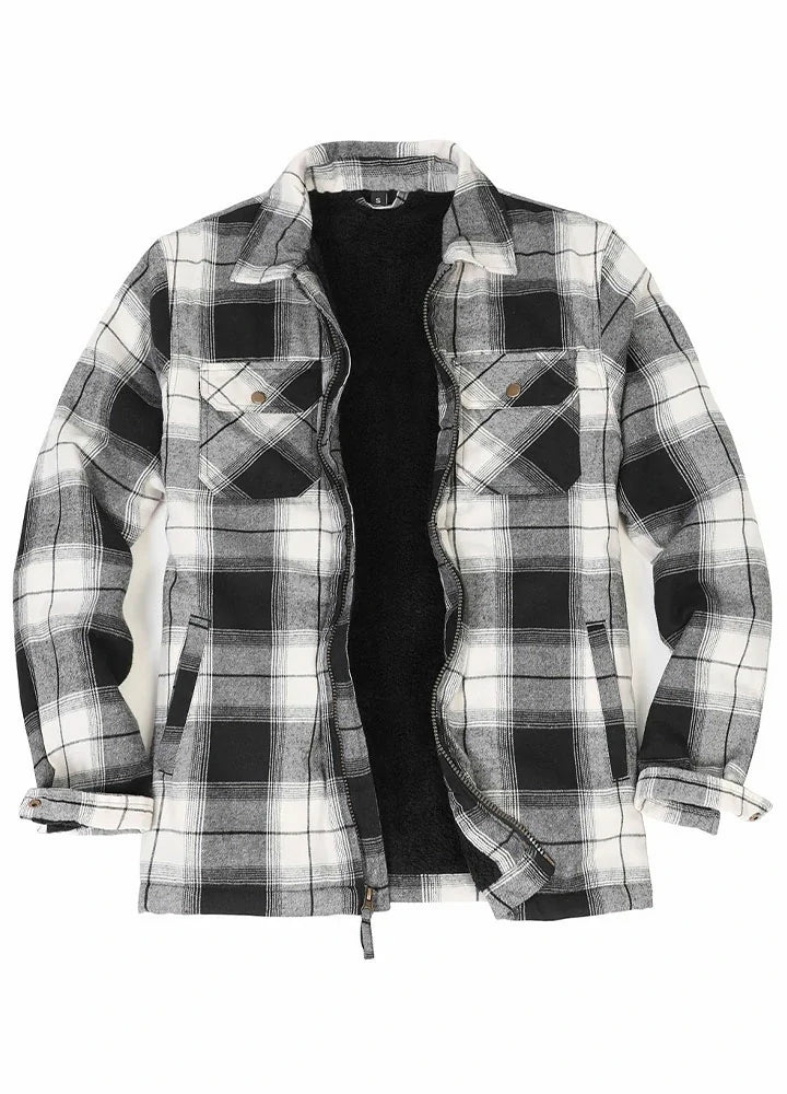 Mens fleece lined plaid 2025 jacket