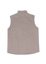 Back view of grey men's reversible vest 