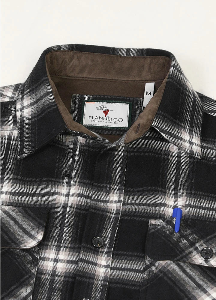 Men's Rugged Work Flannel Shirt with Suede Accents,Workwear